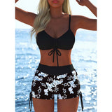 🌞👙 Női mintás bikini szett zsinóros rövidnadrággal ⛱️