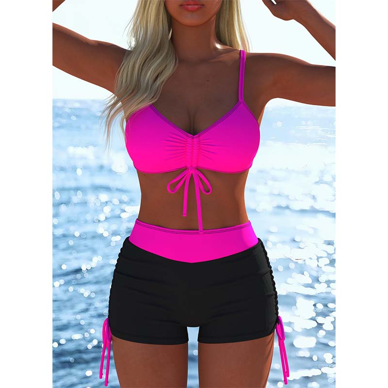 🌞👙 Női mintás bikini szett zsinóros rövidnadrággal ⛱️