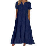 👗Elegáns V-nyakú női ruha rövid ujjakkal💖