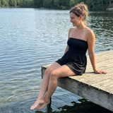 Női ráncolt csőruha vállpánt nélkül - Nyári strandruha