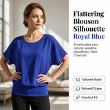 👚✨ Női prémium kevert anyagú testhezálló blúz – Elegáns denevérszárnyú ujjú tunika, szegélyezett részletekkel