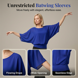 👚✨ Női prémium kevert anyagú testhezálló blúz – Elegáns denevérszárnyú ujjú tunika, szegélyezett részletekkel