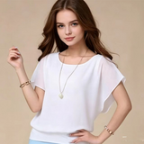 👚✨ Női prémium kevert anyagú testhezálló blúz – Elegáns denevérszárnyú ujjú tunika, szegélyezett részletekkel