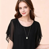 👚✨ Női prémium kevert anyagú testhezálló blúz – Elegáns denevérszárnyú ujjú tunika, szegélyezett részletekkel