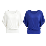 👚✨ Női prémium kevert anyagú testhezálló blúz – Elegáns denevérszárnyú ujjú tunika, szegélyezett részletekkel