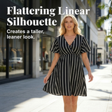 Plus Size V-Neck Vertical Striped Dress