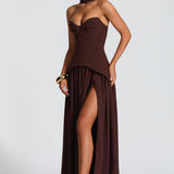 Vietta Maxi Dress - Plum Brown