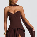 Vietta Maxi Dress - Plum Brown