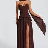 Vietta Maxi Dress - Plum Brown
