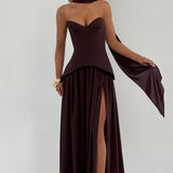 Vietta Maxi Dress - Plum Brown