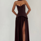 Vietta Maxi Dress - Plum Brown